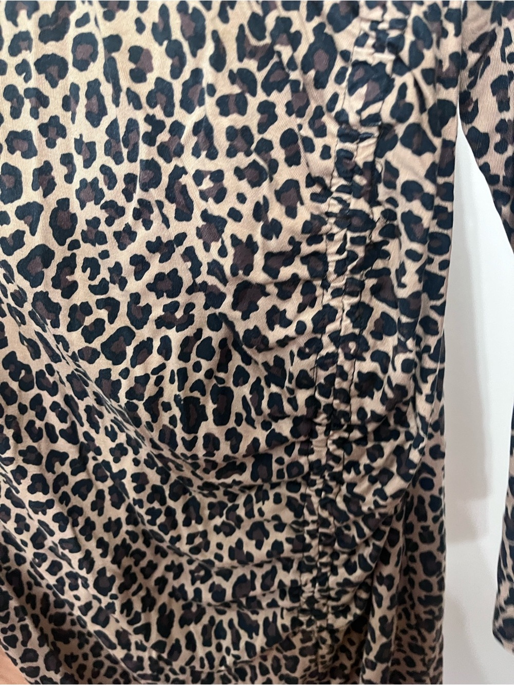 Maternity Leopard Print Long Sleeve Scoop Neck Dress - Brown - Picture 4 of 5